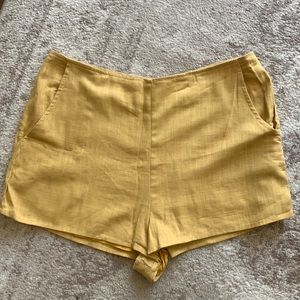 12th tribe high waisted yellow linen shorts